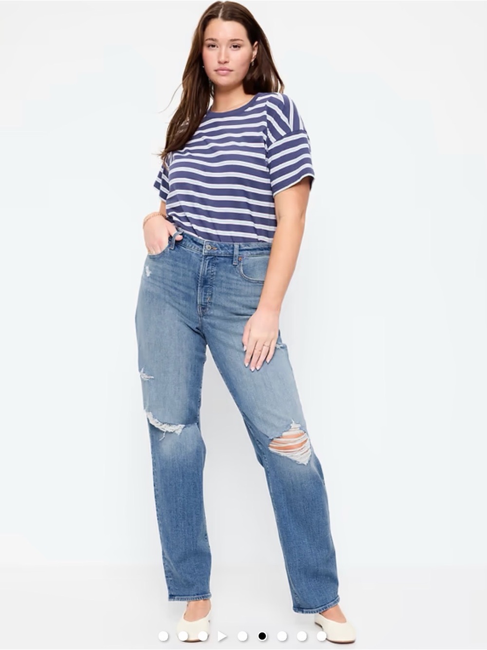 High waisted Old Navy OG Loose Distressed Boyfriend Jeans in Light Blue